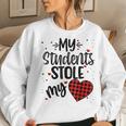 My Students Stole My Heart Teachers Plaid Valentines Day Women Sweatshirt Gifts for Her