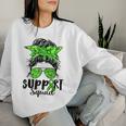 Support Squad Messy Bun Green Ribbon Mental Health Awareness Women Sweatshirt Gifts for Her