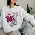 Youth Girls 10Th Birthday Outfit I'm 10 Years Old Cat Kitty Kitten Women Sweatshirt Gifts for Her