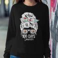 100 Days Smarter 100Th Day Of School Messy Bun Mom Women Sweatshirt Personalized Gifts