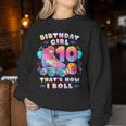 10Th Birthday Girl 10 Years Roller Skates Number 10 Women Sweatshirt Funny Gifts
