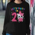 2Nd Birthday Girl Cat Kitten Let's Pawty I'm 2 Year Old Women Sweatshirt Unique Gifts