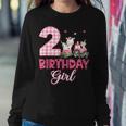 2Nd Birthday Outfit Girl Two Year Old Farm Cow Pig Tractor Women Sweatshirt Funny Gifts