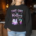 7Th Bday Rolling Into 7 Birthday Girl Roller Skate Party Women Sweatshirt Unique Gifts