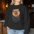 Adorable Perro Pomerania En Bolsillo Para Entusiastas Perros Cuello Sudadera Mujer Regalos divertidos
