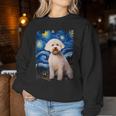 Bichon Frisé Hund Sternennacht Malerei Hund Mama Papa Sweatshirt Frauen Lustige Geschenke