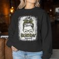 Bleached Messy Hair Bun Camouflage Birthday Squad Women Sweatshirt Funny Gifts