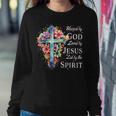 Blessed By God Loved By Jesus Floral Cross Christian Women Sweatshirt Personalized Gifts