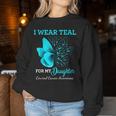 Butterfly For My Daughter Support Cervical Cancer Awareness Women Sweatshirt Unique Gifts