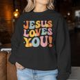Christian Jesus Loves You Groovy Vintage Cute Kid Boy Girl Women Sweatshirt Personalized Gifts