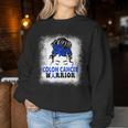 Colon Cancer Awareness Colorectal Cancer Messy Bun Women Sweatshirt Funny Gifts
