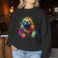 Cool Sloth On Colorful Painted Sloth Women Sweatshirt Personalized Gifts