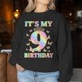 Cute 9 Years Old Girl Butterfly It's My 9Th Birthday Women Sweatshirt Unique Gifts
