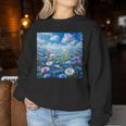 Cute Blue Floral Flowers Blossom Field Women Sweatshirt Unique Gifts