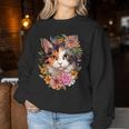 Cute Floral Calico Cat Women Sweatshirt Unique Gifts