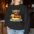 Cute Highland Cow Duck Pool Float Summer Vibes Swimming Women Sweatshirt Funny Gifts