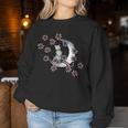 Daisy Flowers Moon Cat Witchy Cats Women Sweatshirt Unique Gifts