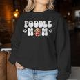 Damen Cute Poodle Mom Dog Mama Dog Heart Lover Owner Mit-Ausschnitt Sweatshirt Frauen Lustige Geschenke