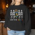 Dare To Be Yourself Rainbow Skeleton Lgbt Pride Month Women Sweatshirt Unique Gifts
