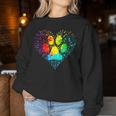 Dog Lover Mom Dad Colorful Heart Dog Paw Print Women Sweatshirt Unique Gifts