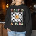 Eight Is A Vibe Cute Groovy 8Th Birthday Party Daisy Flower Women Sweatshirt Personalized Gifts
