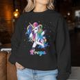 Freya Name Personalized Custom Rainbow Unicorn Dabbing Women Sweatshirt Unique Gifts