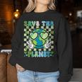 Save The Planet Smile Face Boy Girl Teacher Earth Day Women Sweatshirt Funny Gifts