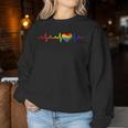 Gay Heartbeat Pride Rainbow Flag Lgbtq Lgbt Heart Ally Women Sweatshirt Unique Gifts