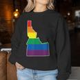 Gay Pride Flag Idaho State Map Rainbow Stripes Women Sweatshirt Unique Gifts