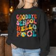 Goodbye School Hello Pool Summer Groovy Last Day Of School Women Sweatshirt Funny Gifts