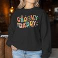 Groovy Daddy Birthday Party Peace Sign Dad 60S 70S Hippie Women Sweatshirt Funny Gifts