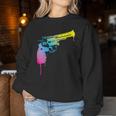 Gun Dripping Rainbow Graffiti Paint Artist Revolver Women Sweatshirt Unique Gifts