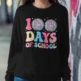 Happy 100Th Day Of School Teacher Groovy Disco Ball 100 Days Women Sweatshirt Unique Gifts