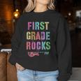 Hello 1St Grade Rocks Teacher Team First Gr Vibes Rockstar Women Sweatshirt Personalized Gifts
