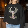 Hirsch Women's With Flowers And Antlers Dirndl Sweatshirt Frauen Lustige Geschenke