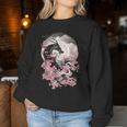 Japanese Dragon & Cherry Blossom & Full Moon Asian Women Sweatshirt Unique Gifts