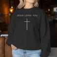Jesus Loves You Cross Minimalist Christian Religious Jesus Women Sweatshirt Funny Gifts