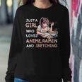 Just A Girl Who Loves Anime Ramen Sketching Anime Japan Women Sweatshirt Unique Gifts