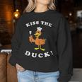 Kiss The Duck Kiss The Cook Joke Pun Chef Women Sweatshirt Unique Gifts