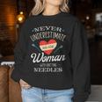 Knitting Never Underestimate Old Woman With Knit Needles Women Sweatshirt Unique Gifts