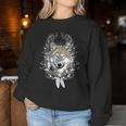 Loup Native Tribal Indien Plumes Attrape-Rêves Loups Avec Col En V Women Sweatshirt Cadeaux drôles