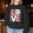 Love Volleyball Leopard Print Girls Volleyball Lover Women Sweatshirt Funny Gifts