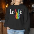 Love Win Rainbow Peace Sign Lesbian Gay Lgbtq Flag Pride Women Sweatshirt Unique Gifts