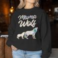 Mama Wolf Floral Wolf Mutter Mit Junges Für Wolf Muttertag Sweatshirt Frauen Lustige Geschenke