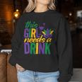 Mardi Gras 2024 This Girl Needs A Drink Vintage Women Sweatshirt Unique Gifts
