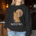 Meowl Cat Owl With Tree And Full Moon Women Sweatshirt Unique Gifts
