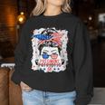 Messy Bun 4Th Of July Patriotic Af Pregnant Pregnancy Mom Women Sweatshirt Unique Gifts