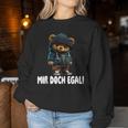 Mir Aber Egal Teddybär Teddy Slogan Women Sweatshirt Frauen Lustige Geschenke