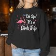 Oh Sip It's A Girls Trip Pink Flamingo Girl Wine Party Women Sweatshirt Funny Gifts