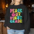 Peace Out First Grade Graduation Last Day Of School Groovy Women Sweatshirt Personalized Gifts
